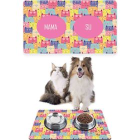 PatiPeti 50 x 35 cm Renkli Sevimli Kediler Kedi Köpek Mama Altlığı Mama Paspası