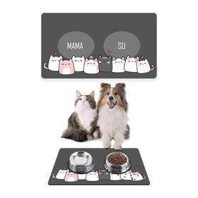 PatiPeti Kediler Gri Kalp 50x35 cm Köpek Mama ve Eğitim Paspası