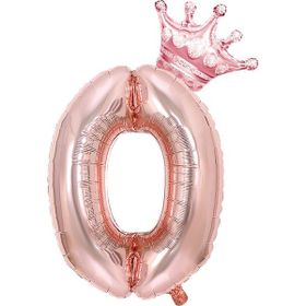 Patladı Gitti 0 Rakam Kral Tacı Rose Gold Folyo Balon Doğum Günü Parti Kutlama Seti