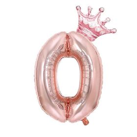 Patladı Gitti 0 Rakam Kral Tacı Rose Gold Folyo Balon Doğum Günü Parti Kutlama Seti