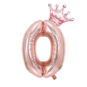 Patladı Gitti 0 Rakam Kral Tacı Rose Gold Folyo Balon Doğum Günü Parti Kutlama Seti