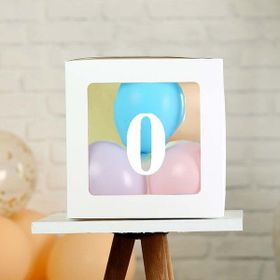 Patladı Gitti 0 Rakam Şeffaf Beyaz Kutu Bebek Çocuk Doğum Günü Süsleme Balon Kendin Yap Seti