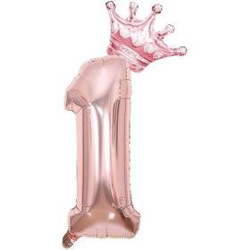 Patladı Gitti 1 Rakam Kral Tacı Rose Gold Folyo Balon Doğum Günü Parti Kutlama Seti