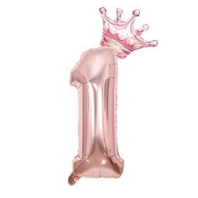Patladı Gitti 1 Rakam Kral Tacı Rose Gold Folyo Balon Doğum Günü Parti Kutlama Seti
