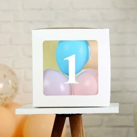 Patladı Gitti 1 Rakam Şeffaf Beyaz Kutu Bebek Çocuk Doğum Günü Süsleme Balon Kendin Yap Seti