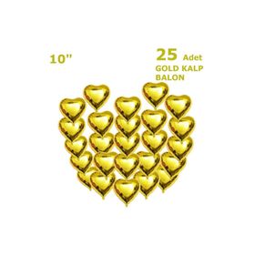 Patladı Gitti 10 inç 25 Adet Gold Kalp Folyo Balon