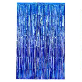 Patladı Gitti 100x200 cm Mavi Metalize Arka Fon Kapı Perdesi