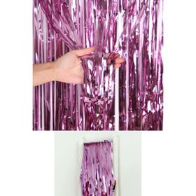 Patladı Gitti 100x200 cm Pembe Metalize Arka Fon Kapı Perdesi