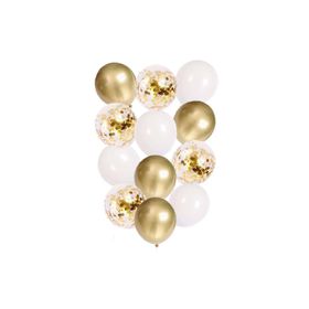 Patladı Gitti 12 inç Beyaz Gold ve Konfetili Karışık 10 Adet Balon