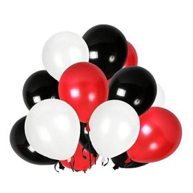 Patladı Gitti 12 inç Kırmızı Beyaz Siyah 10 Adet Balon