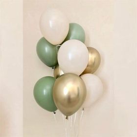 Patladı Gitti 12 inç Küf Yeşili Krom Gold ve Deniz Kumu 10 Adet Balon