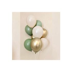 Patladı Gitti 12 inç Küf Yeşili Krom Gold ve Deniz Kumu 10 Adet Balon