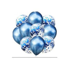 Patladı Gitti 12 inç Mavi Konfetili Karışık 10 Adet Balon