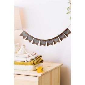 Patladı Gitti 120x17 cm Kraft Üzeri Beyaz Kalp 8'li Retro Banner Süs