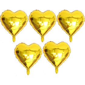 Patladı Gitti 15 inç 38 cm 5'li Gold Kalp Folyo Balon