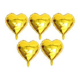 Patladı Gitti 15 inç 38 cm 5'li Gold Kalp Folyo Balon