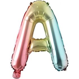 Patladı Gitti 16 inç 36 cm A Harf Gökkuşağı Folyo Balon