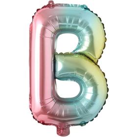 Patladı Gitti 16 inç 36 cm B Harf Gökkuşağı Folyo Balon