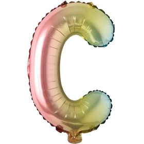 Patladı Gitti 16 inç 36 cm C Harf Gökkuşağı Folyo Balon