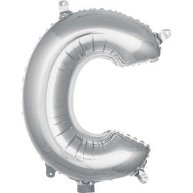 Patladı Gitti 16 inç 36 cm C Harf Gümüş Folyo Balon