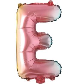 Patladı Gitti 16 inç 36 cm E Harf Gökkuşağı Folyo Balon