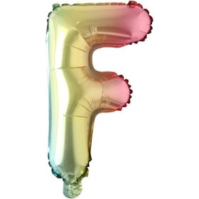 Patladı Gitti 16 inç 36 cm F Harf Gökkuşağı Folyo Balon