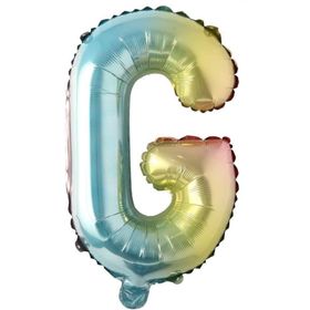 Patladı Gitti 16 inç 36 cm G Harf Gökkuşağı Folyo Balon