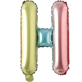 Patladı Gitti 16 inç 36 cm H Harf Gökkuşağı Folyo Balon