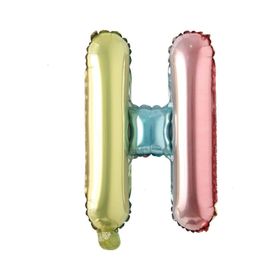 Patladı Gitti 16 inç 36 cm H Harf Gökkuşağı Folyo Balon