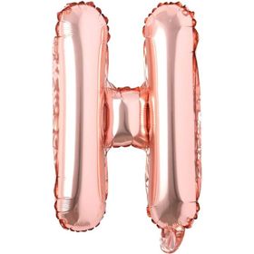 Patladı Gitti 16 inç 36 cm H Harf Rose Gold Folyo Balon