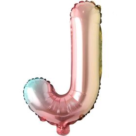 Patladı Gitti 16 inç 36 cm J Harf Gökkuşağı Folyo Balon