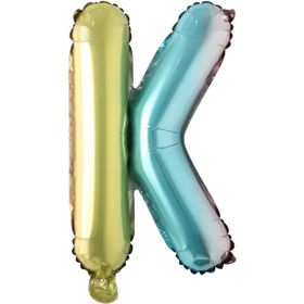 Patladı Gitti 16 inç 36 cm K Harf Gökkuşağı Folyo Balon