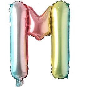 Patladı Gitti 16 inç 36 cm M Harf Gökkuşağı Folyo Balon