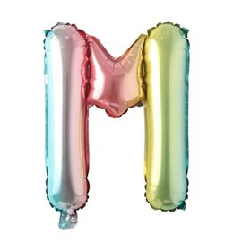 Patladı Gitti 16 inç 36 cm M Harf Gökkuşağı Folyo Balon