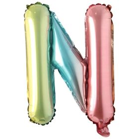 Patladı Gitti 16 inç 36 cm N Harf Gökkuşağı Folyo Balon