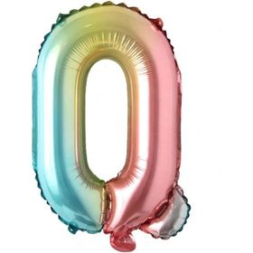 Patladı Gitti 16 inç 36 cm Q Harf Gökkuşağı Folyo Balon