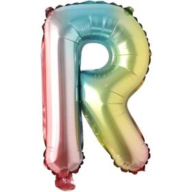 Patladı Gitti 16 inç 36 cm R Harf Gökkuşağı Folyo Balon