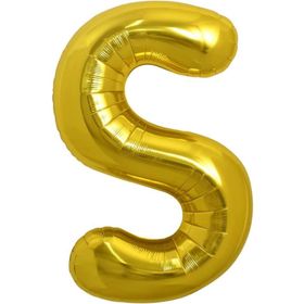 Patladı Gitti 16 inç 36 cm S Harf Gold Folyo Balon