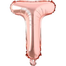 Patladı Gitti 16 inç 36 cm T Harf Rose Gold Folyo Balon