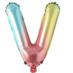 Patladı Gitti 16 inç 36 cm V Harf Gökkuşağı Folyo Balon