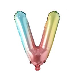 Patladı Gitti 16 inç 36 cm V Harf Gökkuşağı Folyo Balon