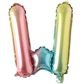Patladı Gitti 16 inç 36 cm W Harf Gökkuşağı Folyo Balon
