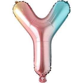 Patladı Gitti 16 inç 36 cm Y Harf Gökkuşağı Folyo Balon