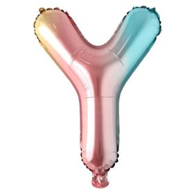 Patladı Gitti 16 inç 36 cm Y Harf Gökkuşağı Folyo Balon