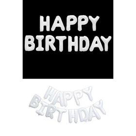 Patladı Gitti 16 inç Beyaz Happy Birthday Folyo Balon Set