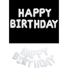 Patladı Gitti 16 inç Beyaz Happy Birthday Folyo Balon Set