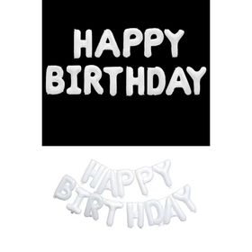 Patladı Gitti 16 inç Beyaz Happy Birthday Folyo Balon Set