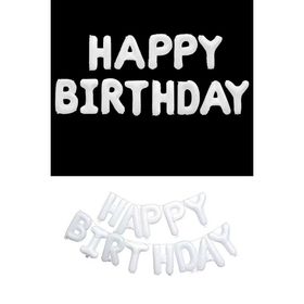 Patladı Gitti 16 inç Beyaz Happy Birthday Folyo Balon Set