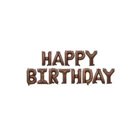 Patladı Gitti 16 inç Çikolata Kahverengi Happy Birthday Folyo Balon Set