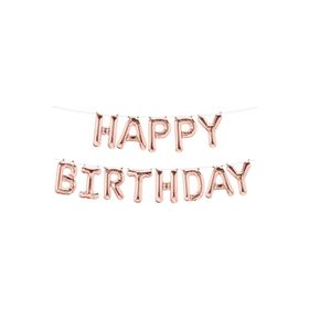 Patladı Gitti 16 inç Rose Gold Happy Birthday Folyo Balon Set